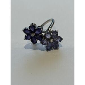 Sterling Silver & Purple Stones Ring SAI size 7